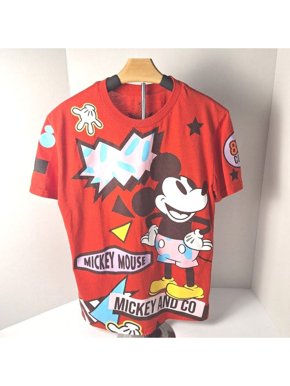 DISNEY MICKEY MOUSE MICKEY & CO RED T-SHIRT SMALL SHORT SLEEVE 80'S COOL RETRO